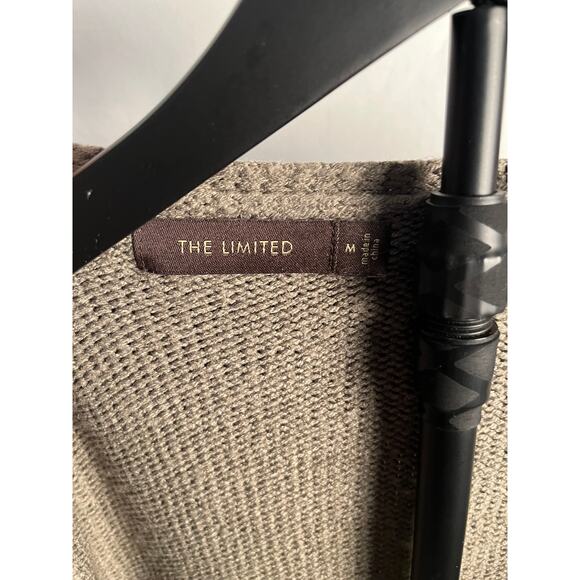 The Limited Taupe Ruffle Front Open Knit Cardigan Sweater Women’s Medium - Picture 3 of 8